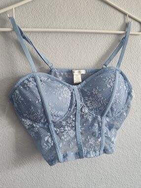 Bozzolo Light Blue Lace Longline Bralette Camisole Size M New